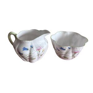 Mini creamer and sugar bowl. Shelley fine bone china. Vintage.